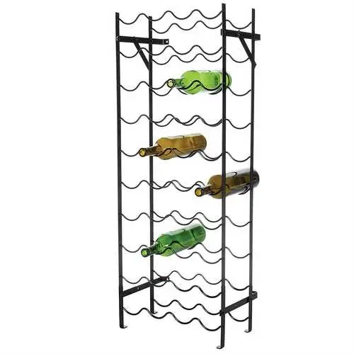 Wall-Mountable 40-Bottle Black Metal Wine Rack – Includes Anchors For Safety 1