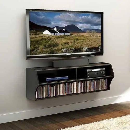 Wall-Mounted A/V Console And Media Center – Glossy Black Finish 1