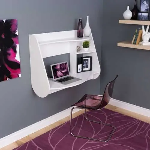 Wall-Mounted White Laptop Desk For Small Spaces 1