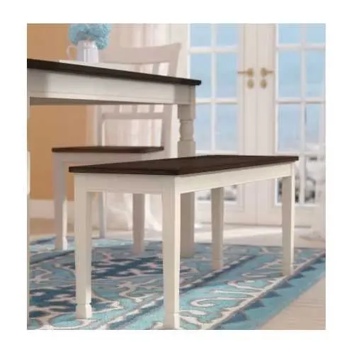 White-And-Brown Wooden Kitchen Bench For Casual Seating 1