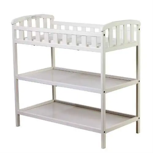 White Baby Changing Table With Safety-Raised Edges And Premium 1-Inch Foam Pad 1