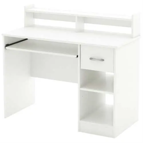White Computer Desk – Modern Design With Integrated Keyboard Tray 1