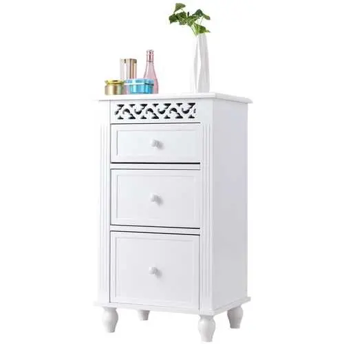 White Freestanding 3-Drawer Linen Cabinet For Bathroom Storage 1