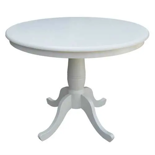 White Pedestal Dining Table – 30-Inch Round Solid Wood Top 1