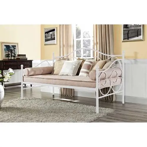 White Scrolled Metal Daybed – Twin Size, 600 Lb Capacity 1