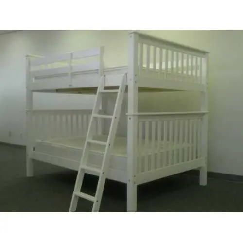 White Solid Wood Mission-Style Bunk Bed For Twin Over Twin Or Full Over Full Configurations 1
