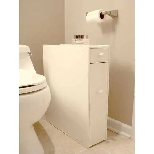 White Space-Saving Floor Cabinet – Compact Bathroom Storage Unit 1