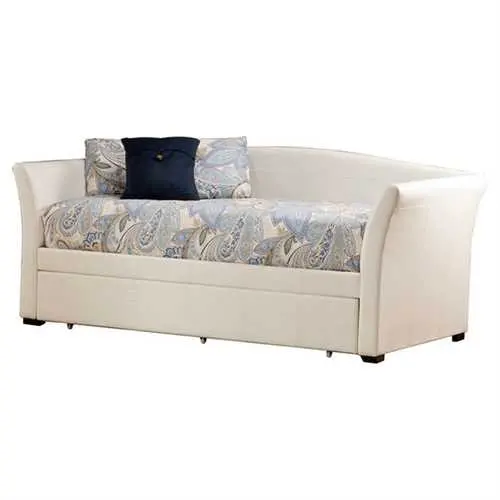 White Twin Faux Leather Daybed Featuring Pull-Out Trundle 1