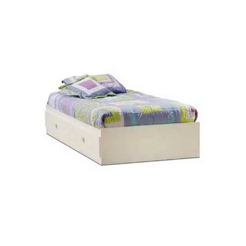 White Twin Mates Platform Bed – Built-In Dual Drawers For Under-Bed Storage 1