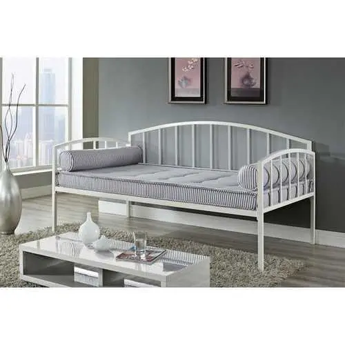 White Twin Metal Daybed Frame – High-Weight Capacity (600 Lbs) Design 1