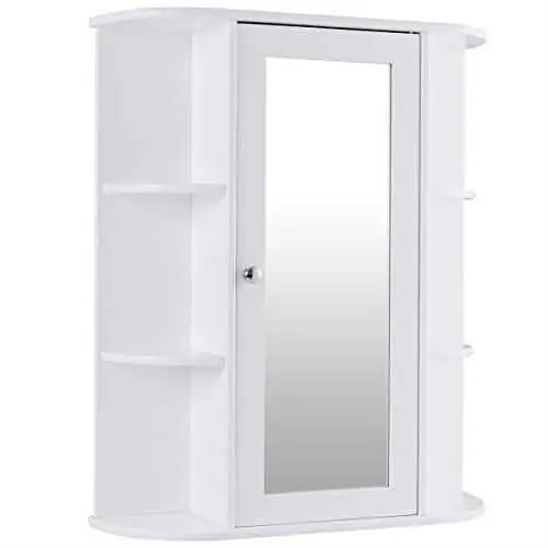 White Wall-Mounted Medicine Cabinet With Adjustable Interior Shelves 1