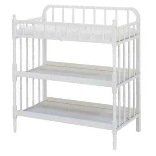 White Wood Changing Table With Waterproof 1-Inch Changing Pad Included 1