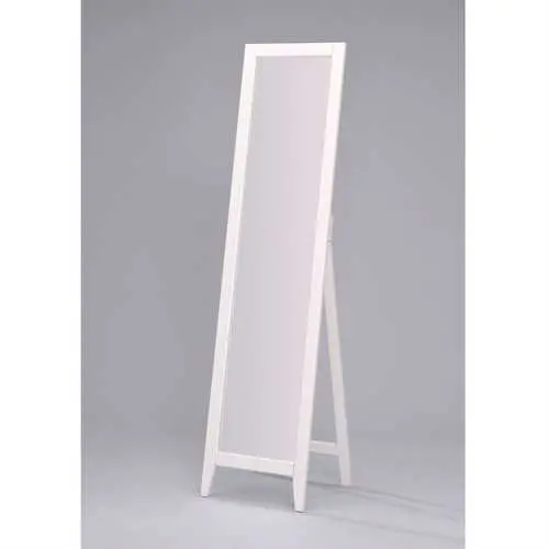 White Wood Contemporary Floor Mirror For Bedroom Or Entryway 1