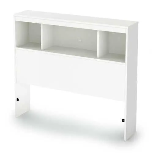 White Wood Twin Bookcase Headboard With Modern Shelving Design 1