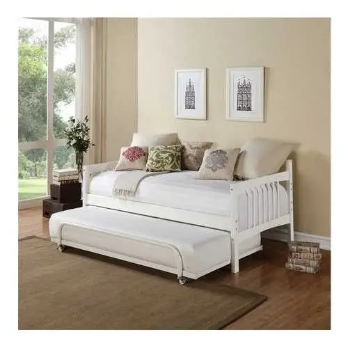 White Wooden Twin Daybed With Optional Trundle Drawer 1