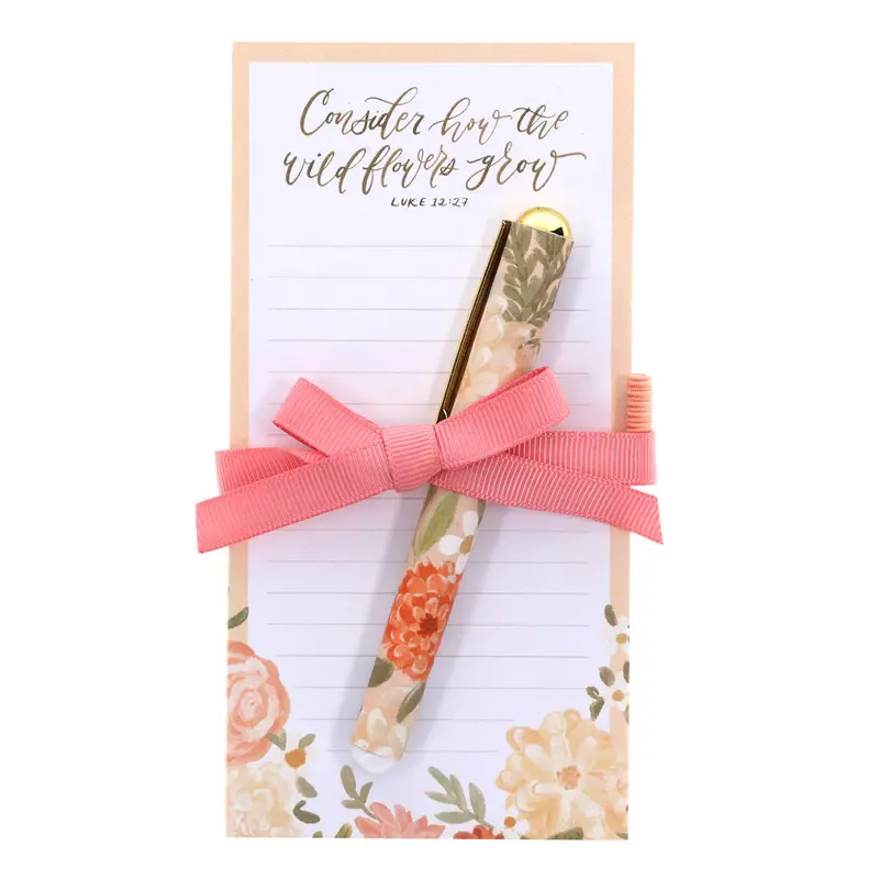 Wildflower-Inspired Magnetic Notepad Set With Matching Pen 1