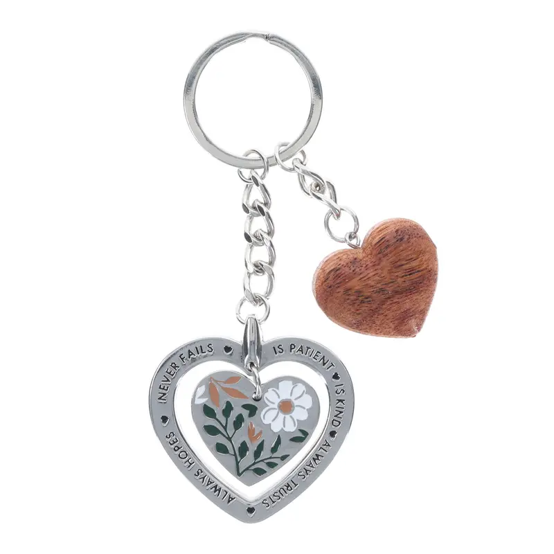 Wooden Heart & Metal Key Ring – 'Love' Charm In Tin Packaging 2