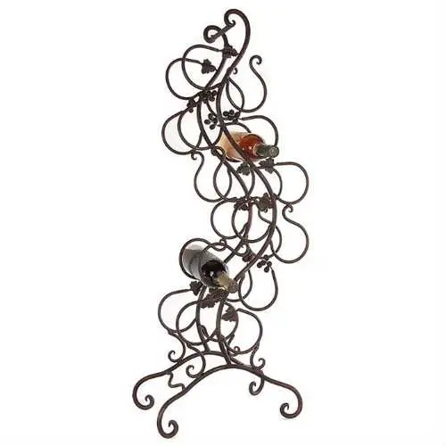 Wrought Iron 12-Bottle Wine Rack Featuring Grapevine & Leaf Motifs 1