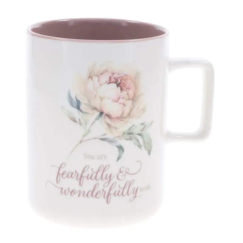 'You Are Fearfully And Wonderfully Made' Ceramic Mug With Surprise Pink Interior 1