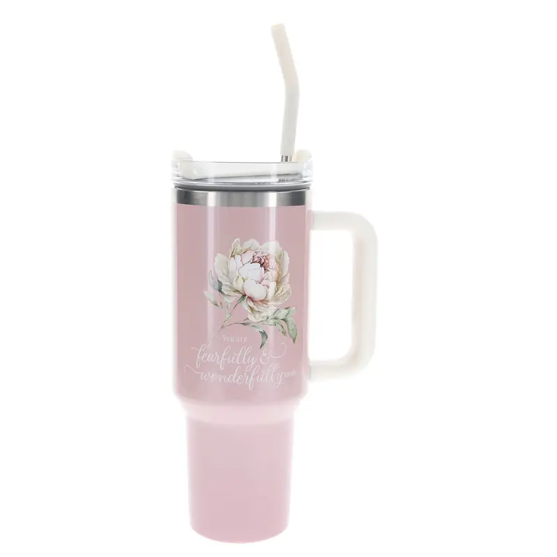 You Are Fearfully And Wonderfully Made: Stainless Steel Mug With Handle And Reusable Straw 1