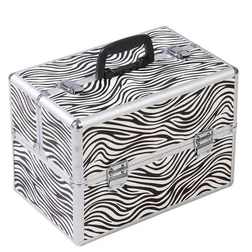 Zebra-Print Portable Jewelry & Makeup Organizer – Compact Travel Storage Box 1