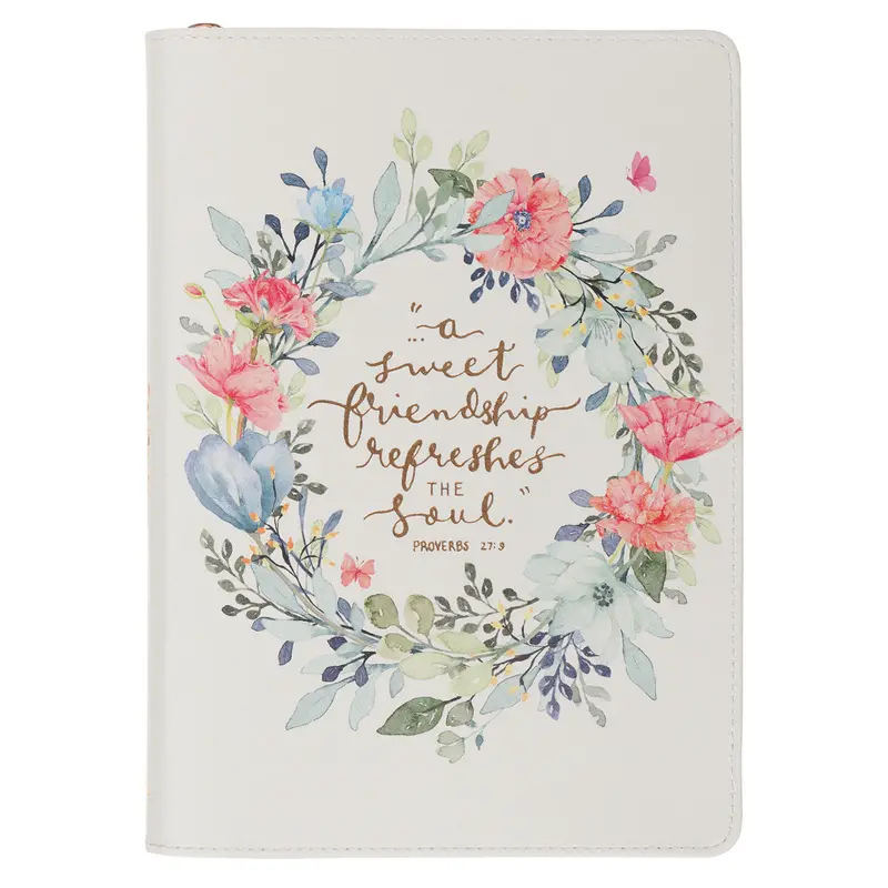 Zipped Faux Leather Journal: 'A Sweet Friendship Refreshes The Soul' 1
