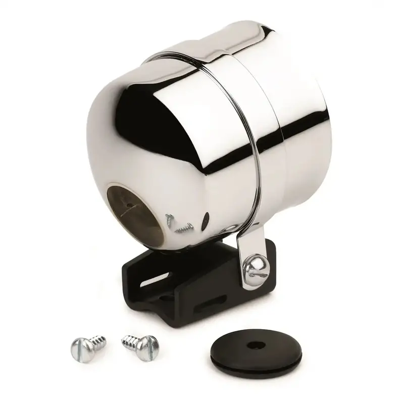 Autometer 3203 Chrome Steel Mounting Cup With Black Aluminum Base And Strap 1