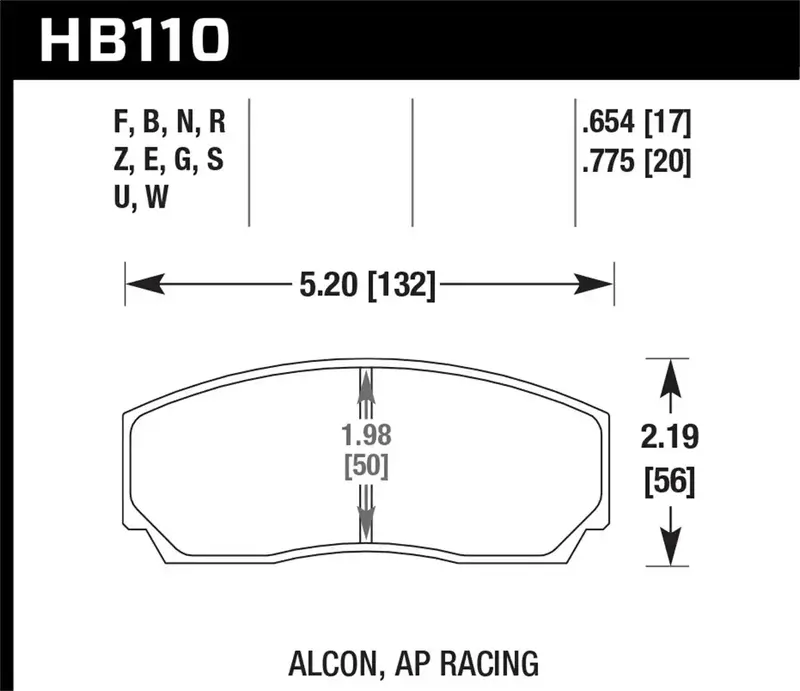 Hawk Hb110Z.654 Ceramic Brake Pads – 0.654" Thickness For Ap Racing Calipers 1