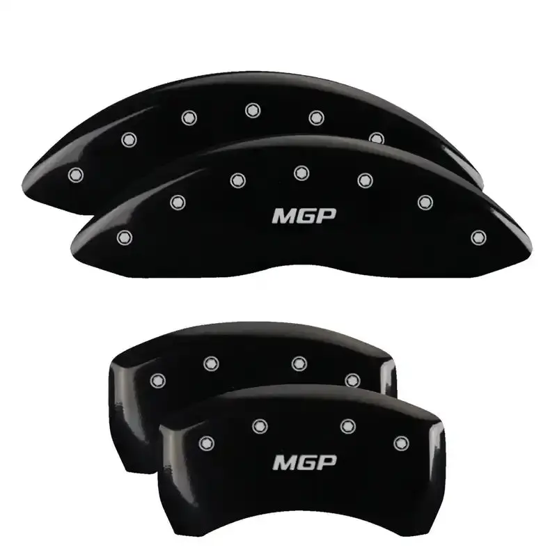 Mgp Engraved 4-Piston Caliper Covers – Front And Rear, Matte Black With Silver Accent Lettering 1