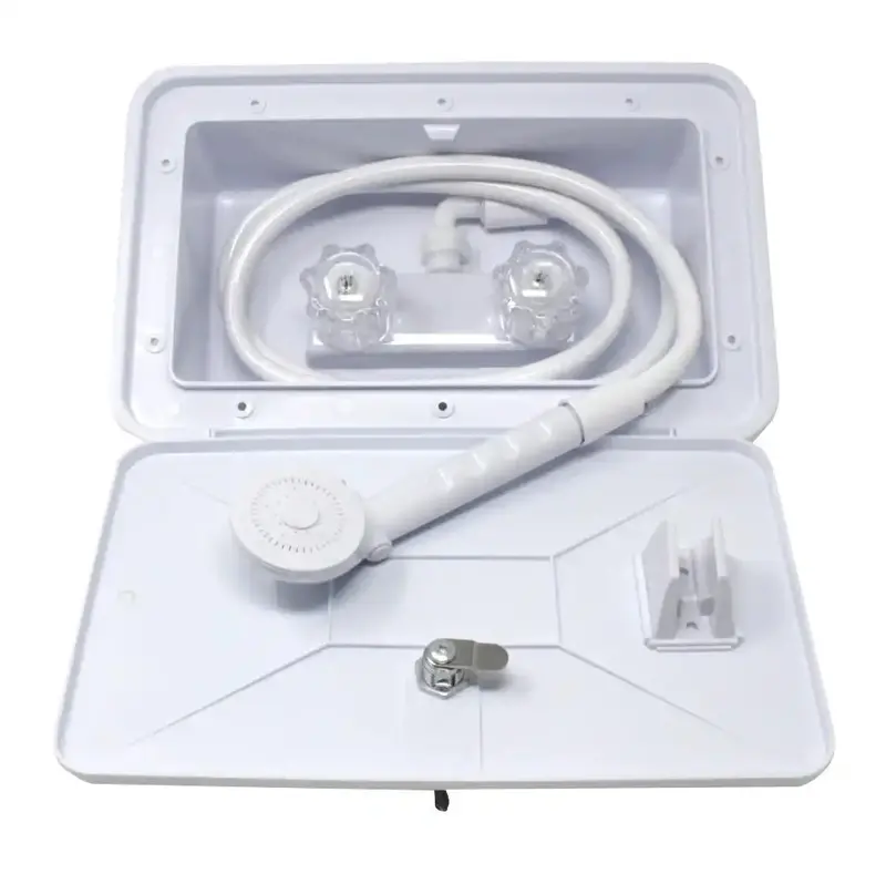 White Utility Shower Box With Integrated Locking Mechanism 1